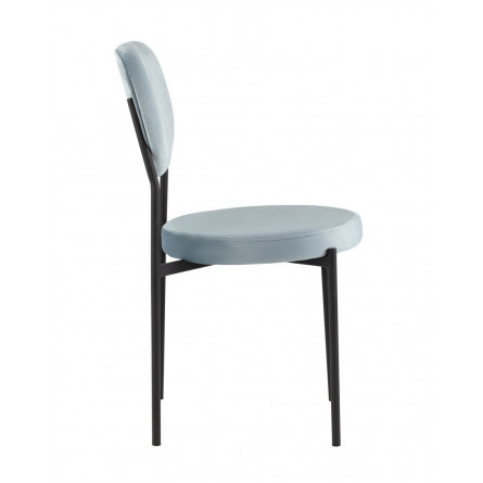 Барбара велюр серо-голубой со спинкой, ножки черные металл