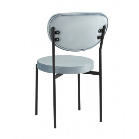 Барбара велюр серо-голубой со спинкой, ножки черные металл