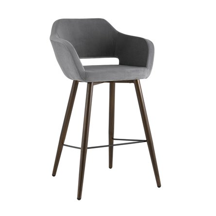 Саймон велюр тёмно-серый ножки металл темное дерево