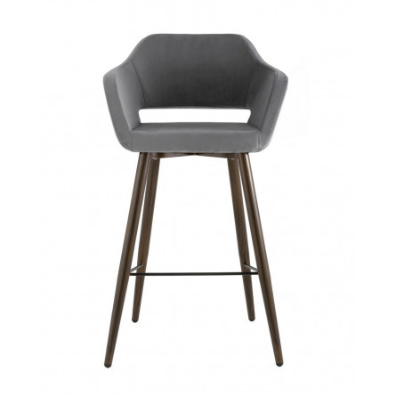 Саймон велюр тёмно-серый ножки металл темное дерево