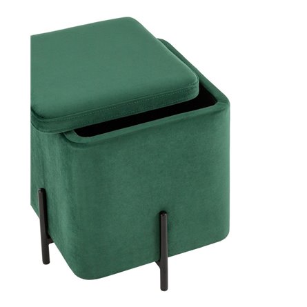 Грейс квадрат с ящиком велюр зелёный ножки металл