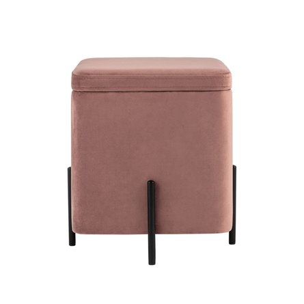 Грейс квадрат с ящиком велюр пыльно-розовый ножки металл