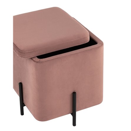 Грейс квадрат с ящиком велюр пыльно-розовый ножки металл