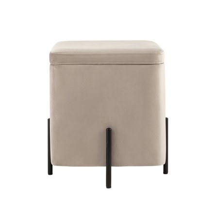 Грейс квадрат с ящиком велюр серо-бежевый ножки металл