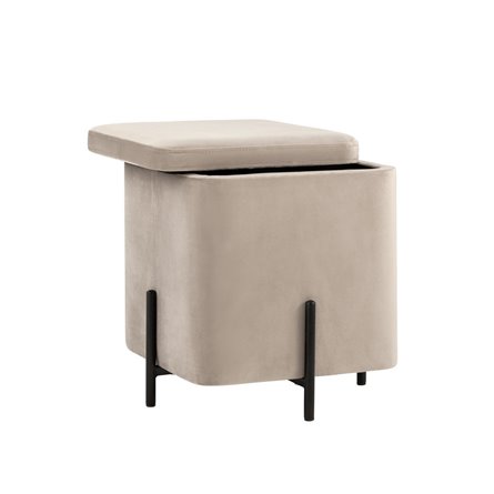 Грейс квадрат с ящиком велюр серо-бежевый ножки металл