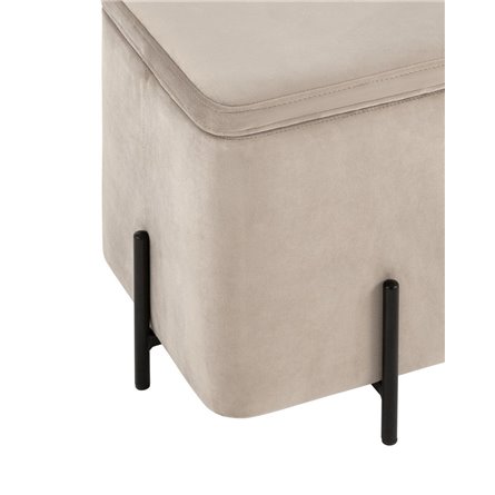 Грейс квадрат с ящиком велюр серо-бежевый ножки металл