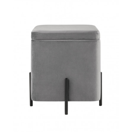 Грейс квадрат с ящиком велюр серый ножки металл