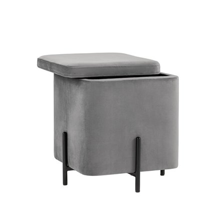 Грейс квадрат с ящиком велюр серый ножки металл