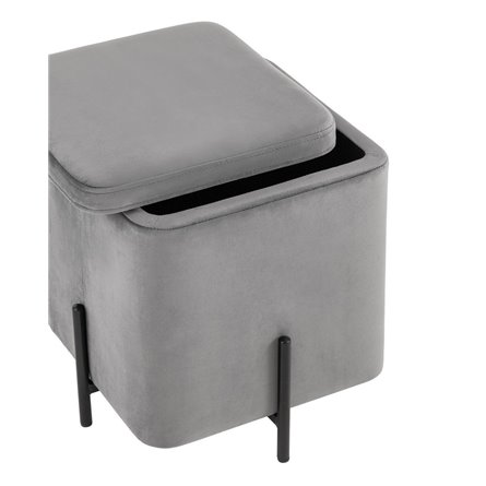 Грейс квадрат с ящиком велюр серый ножки металл