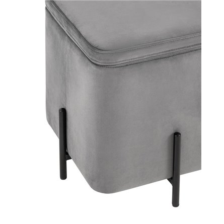 Грейс квадрат с ящиком велюр серый ножки металл