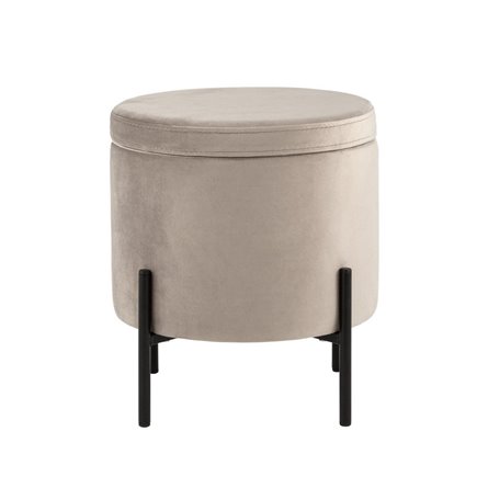 Грейс с ящиком велюр серо-бежевый на металлических черных ножках