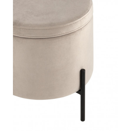 Грейс с ящиком велюр серо-бежевый на металлических черных ножках