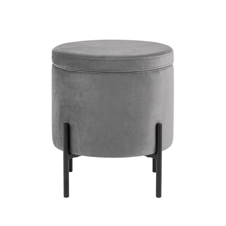 Грейс с ящиком велюр серый на металлических черных ножках