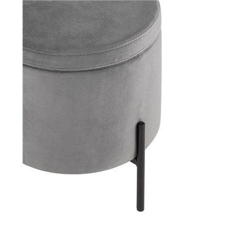 Грейс с ящиком велюр серый на металлических черных ножках