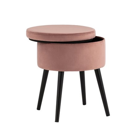 Клайс с ящиком велюр пыльно-розовый ножки металл черные