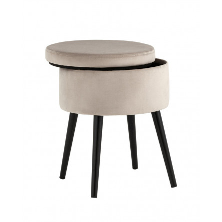Клайс с ящиком велюр серо-бежевый ножки металл черные