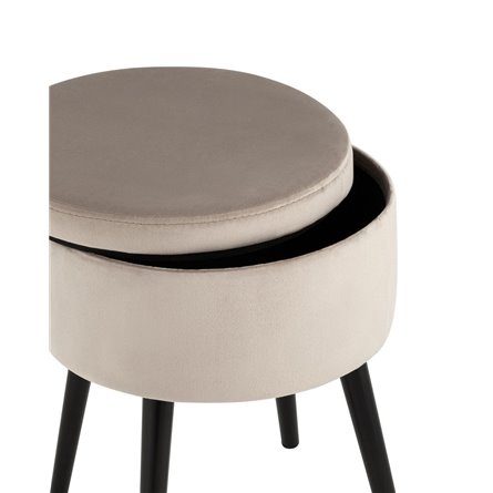 Клайс с ящиком велюр серо-бежевый ножки металл черные