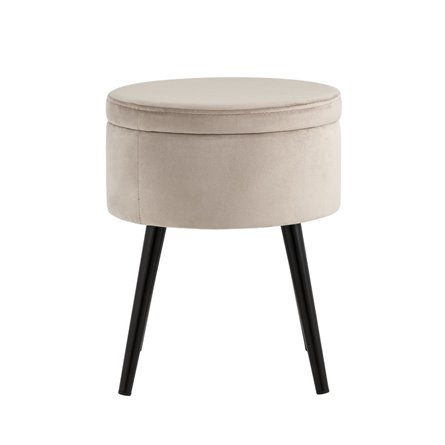 Клайс с ящиком велюр серо-бежевый ножки металл черные