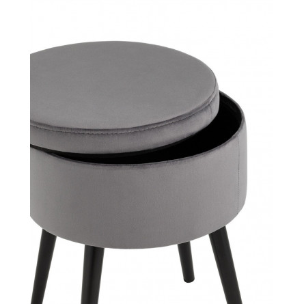 Клайс с ящиком велюр серый ножки металл черные