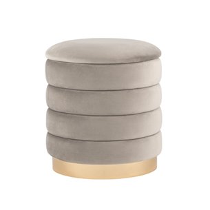 с ящиком Франсис велюр серо-бежевый с декорированным