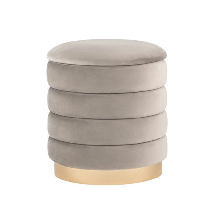 с ящиком Франсис велюр серо-бежевый с декорированным