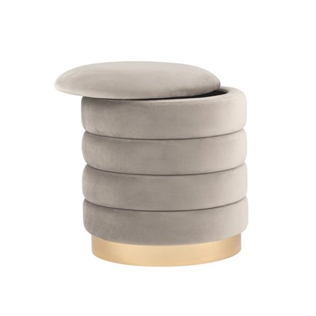 с ящиком Франсис велюр серо-бежевый с декорированным