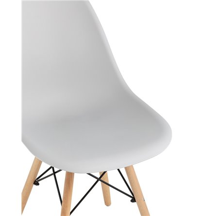 Eames Style DSW светло-серый, литой полипропилен, стальной каркас, натуральный массив бука