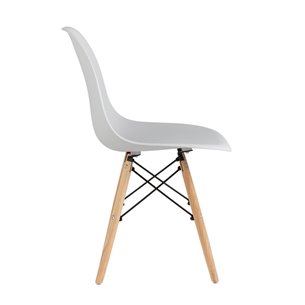 Eames Style DSW светло-серый, литой полипропилен, стальной каркас, натуральный массив бука