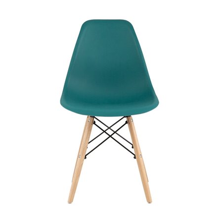 Eames Style DSW темно-бирюзовый, литой полипропилен, стальной каркас, натуральный массив бука