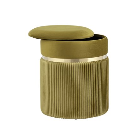 Миранда с ящиком велюр оливковый с декоративным золотым ободком