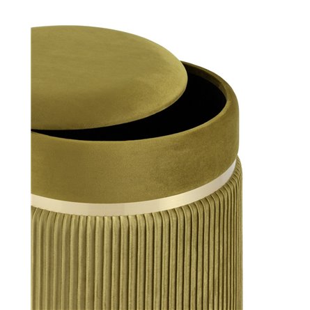 Миранда с ящиком велюр оливковый с декоративным золотым ободком