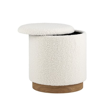 Пуф с ящиком Долли L тедди белый