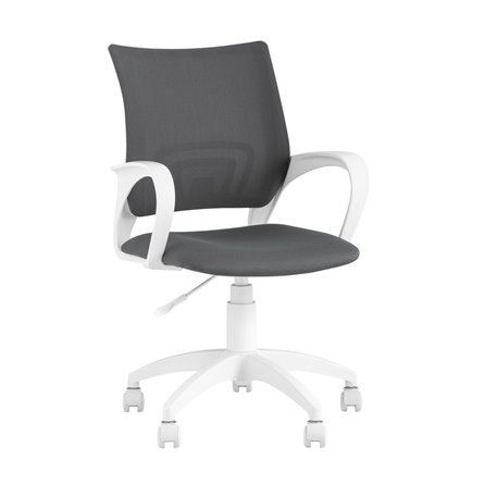Topchairs ST-BASIC-W серая ткань крестовина белый пластик