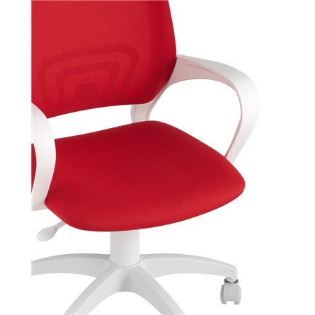 Topchairs ST-BASIC-W спинка белая сетка сиденье красная ткань крестовина белый пластик