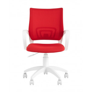 Topchairs ST-BASIC-W спинка белая сетка сиденье красная ткань крестовина белый пластик
