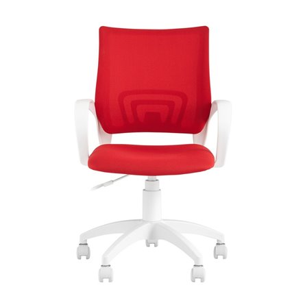 Topchairs ST-BASIC-W спинка белая сетка сиденье красная ткань крестовина белый пластик