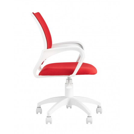 Topchairs ST-BASIC-W спинка белая сетка сиденье красная ткань крестовина белый пластик