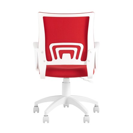Topchairs ST-BASIC-W спинка белая сетка сиденье красная ткань крестовина белый пластик