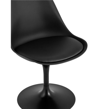 Tulip черный, ножка металлическая, сиденье и спинка из пластика, сидушка мягкая из экокожи