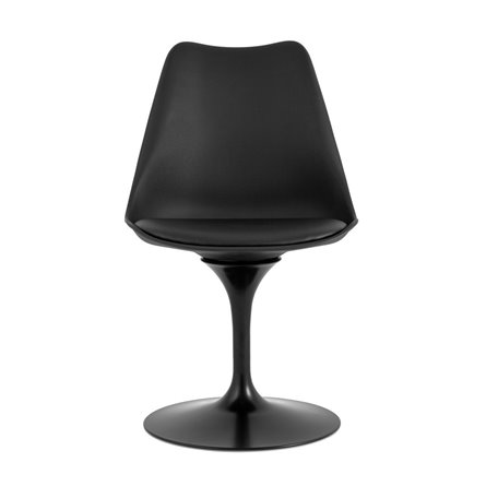 Tulip черный, ножка металлическая, сиденье и спинка из пластика, сидушка мягкая из экокожи