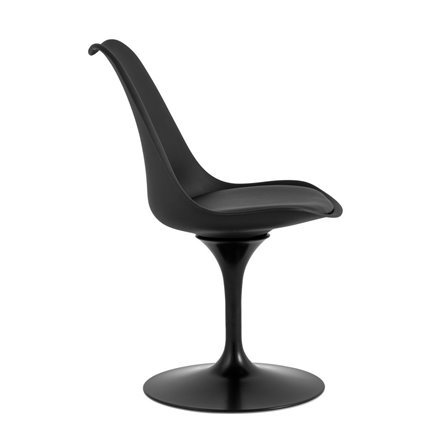 Tulip черный, ножка металлическая, сиденье и спинка из пластика, сидушка мягкая из экокожи