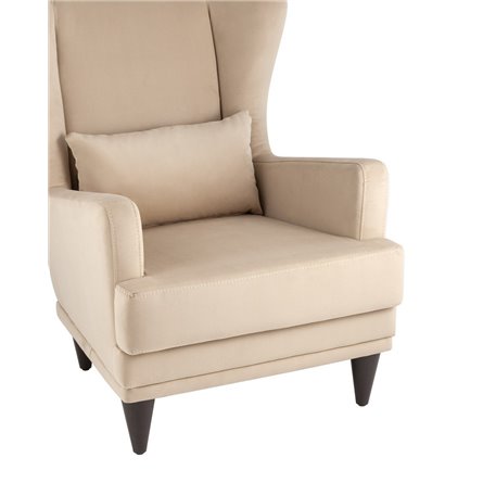 Скотт велюр бежевый с высокой спинкой и подушкой для поясницы