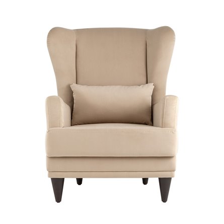 Скотт велюр бежевый с высокой спинкой и подушкой для поясницы