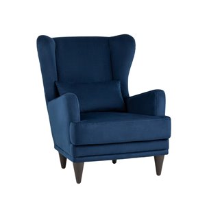 Скотт велюр темно-синий с высокой спинкой и подушкой для поясницы