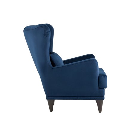 Скотт велюр темно-синий с высокой спинкой и подушкой для поясницы