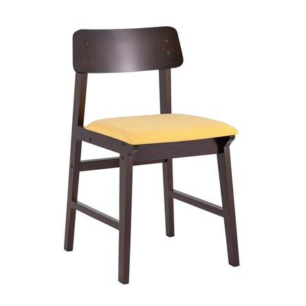 ODEN желтый мягкое сиденье из ткани, каркас из натурального массива гевеи