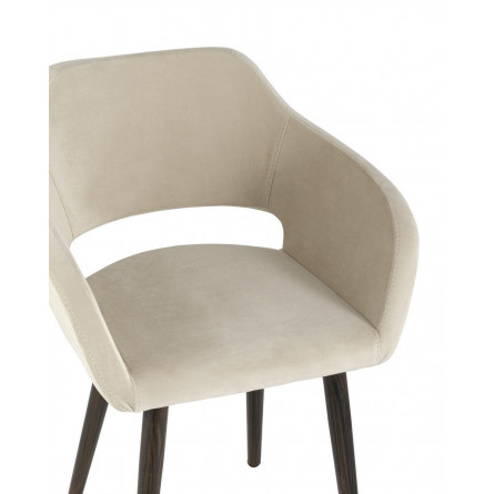 Саймон велюр бежевый ножки металл темное дерево