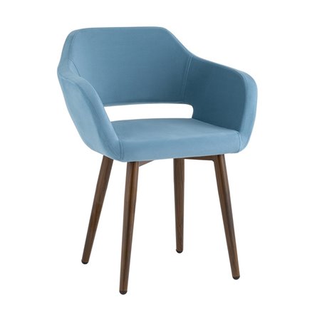 с подлокотниками Саймон велюр пыльно-голубой ножки металл под дерево