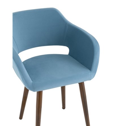 с подлокотниками Саймон велюр пыльно-голубой ножки металл под дерево