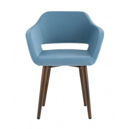 с подлокотниками Саймон велюр пыльно-голубой ножки металл под дерево